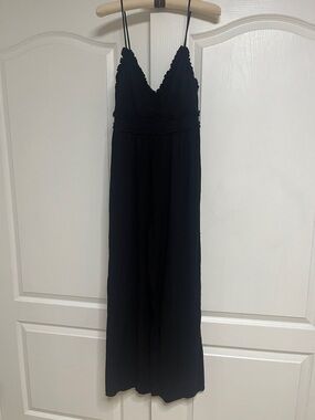 TRIXXI clothing company Black Lace-Accent Wide-Leg Jumpsuit SZ Small